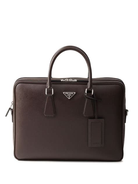 Prada Saffiano Leather Zip Briefcase 